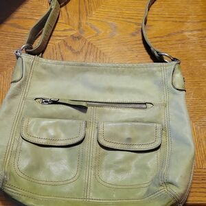 Fossil Sage Green Leather Shoulder Bag